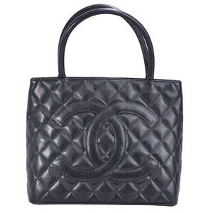 CHANEL Reissue Tote Bag Coco Mark Caviar Skin Black Gold